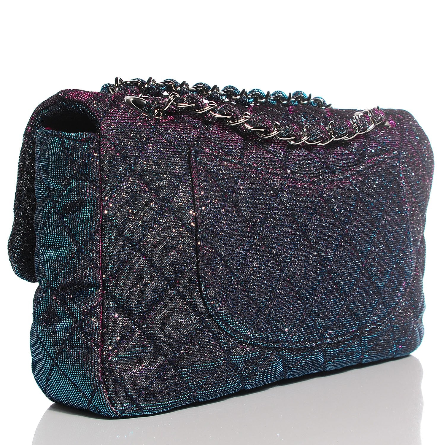 Chanel Iridescent Glitter Fabric Jumbo Single Flap Multicolor 3 of 8