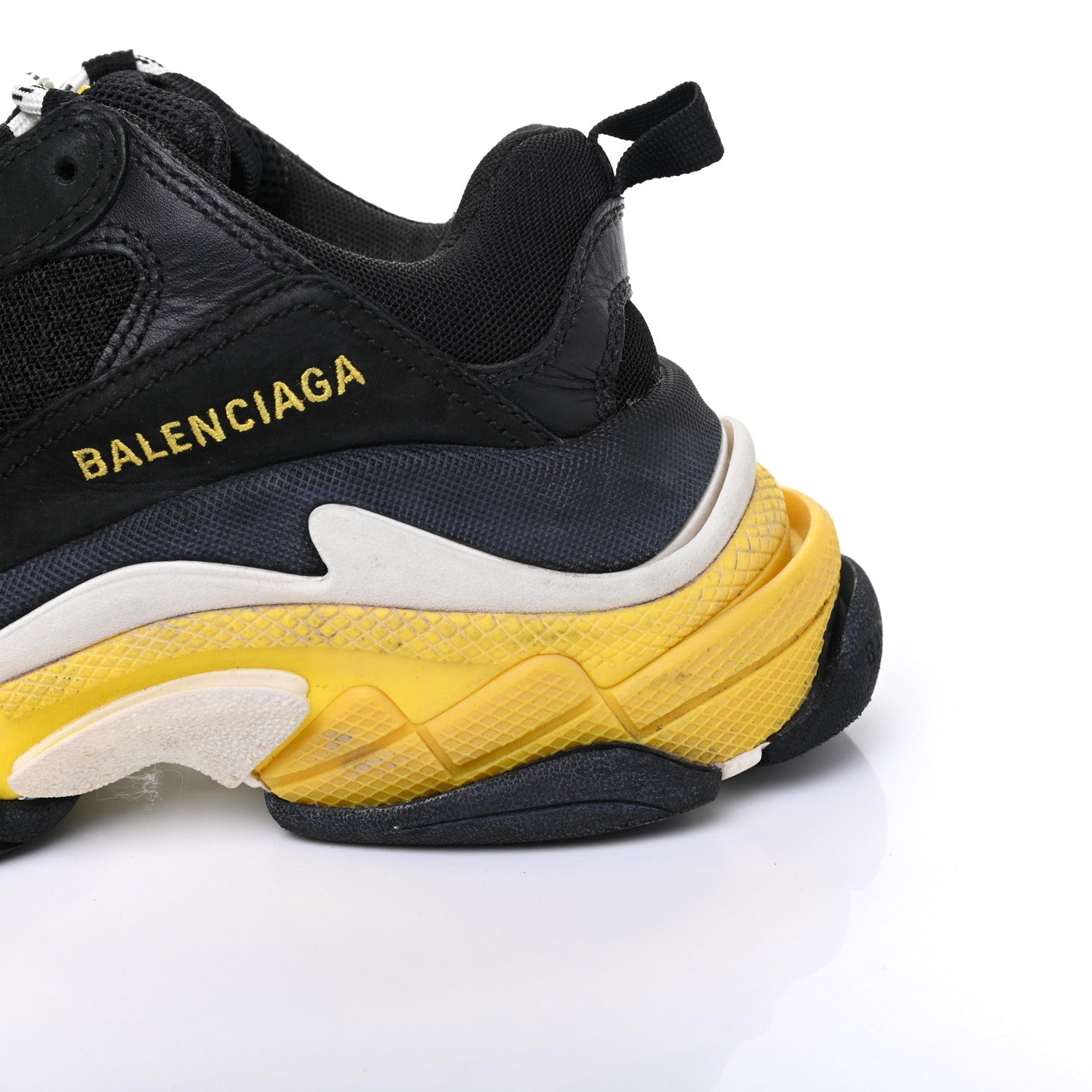 Balenciaga Fabric Mesh Womens Triple S Sneakers 37 Black Yellow 13 of 24