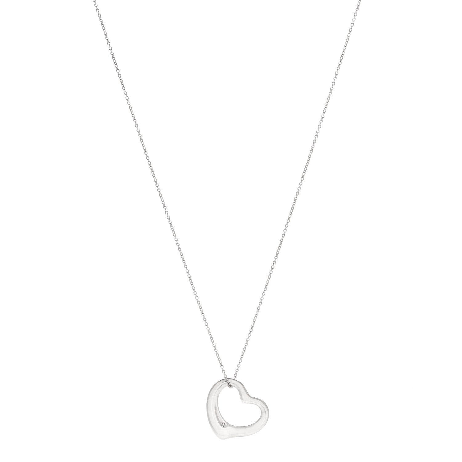 Tiffany Sterling Silver 22mm Elsa Peretti Open Heart Pendant Necklace 1 of 6