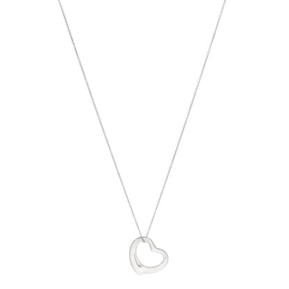 Tiffany Sterling Silver 22mm Elsa Peretti Open Heart Pendant Necklace 1 of 6
