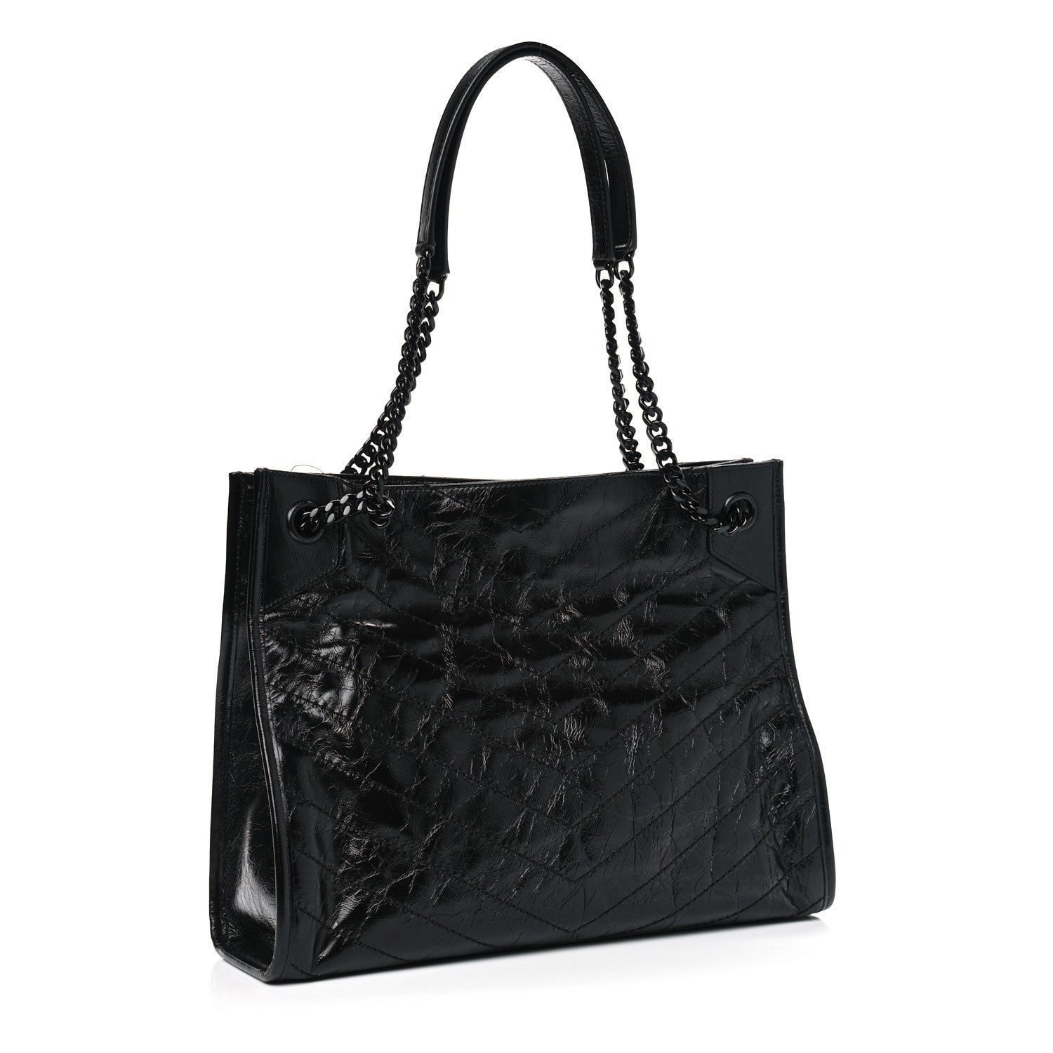 Saint Laurent Crinkled Calfskin Matelasse Monogram Medium Niki Shopper Tote Black 2 of 4