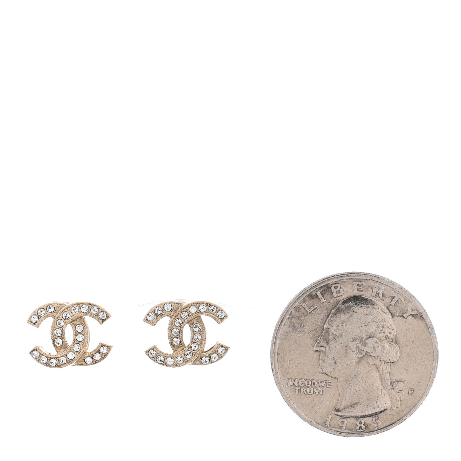 Chanel Crystal Mini CC Earrings Gold 2 of 4