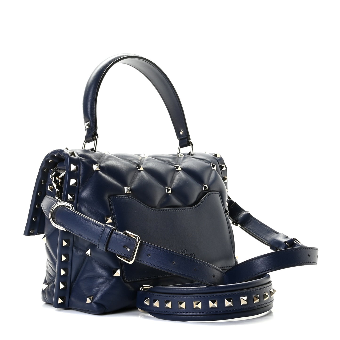 Lambskin VLTN Print Candystud Top Handle Bag Pure Blue