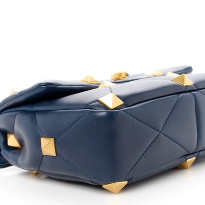 Valentino Garavani Nappa Large Roman Stud Shoulder Bag Marine 9 of 10