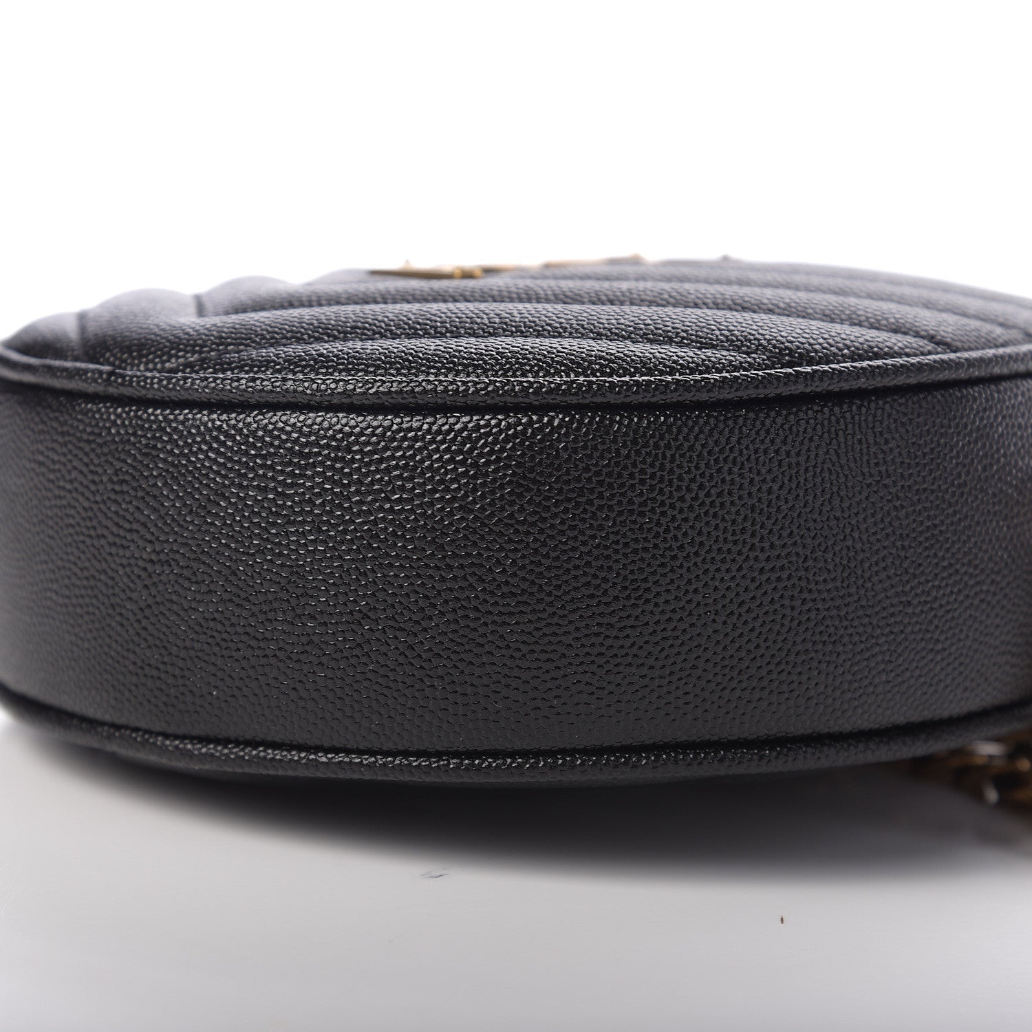 Saint Laurent Grain De Poudre Matelasse Chevron Quilted Round Vinyle Camera Bag Black 8 of 8