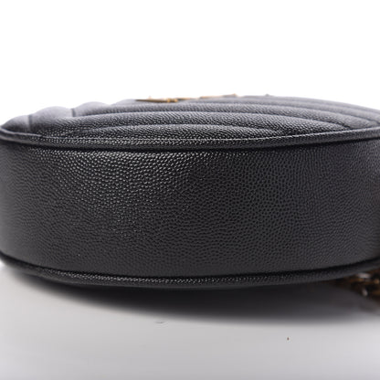 Saint Laurent Grain De Poudre Matelasse Chevron Quilted Round Vinyle Camera Bag Black 8 of 8
