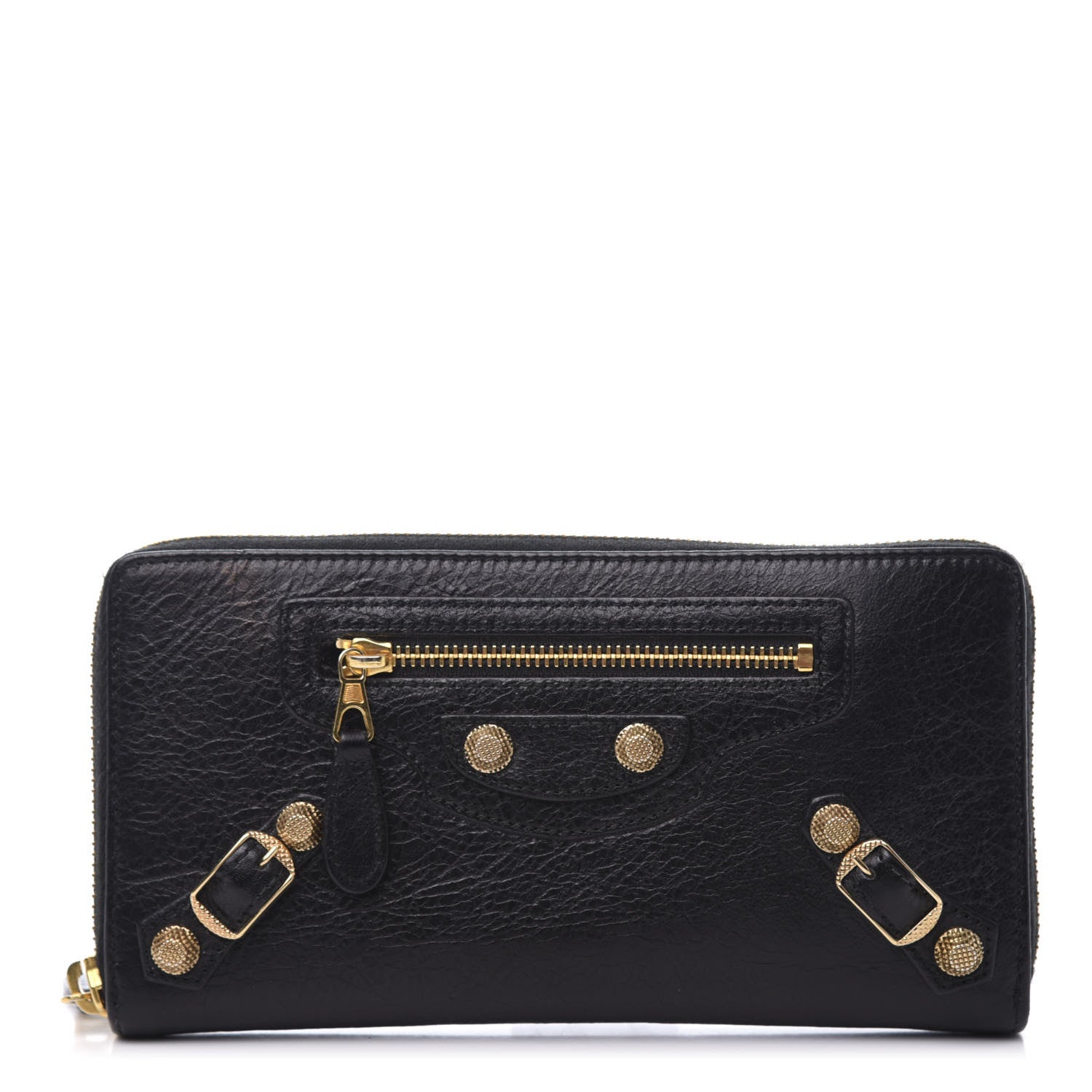 Balenciaga Agneau Giant 12 Gold Hardware Continental Zip Around Wallet Black 1 of 9