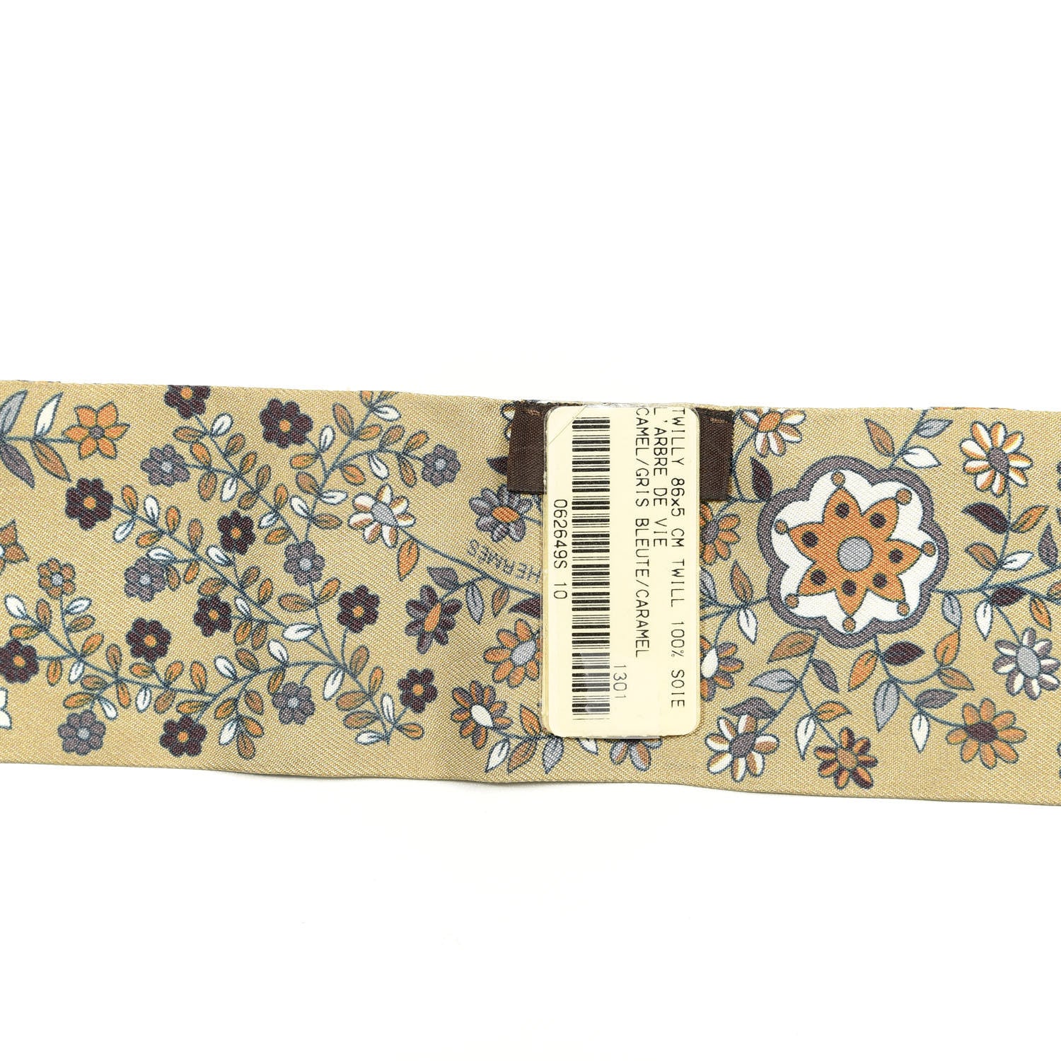 Hermes Silk L'Arbre De Vie Twilly Camel Gris Bleuete Caramel 2 of 4