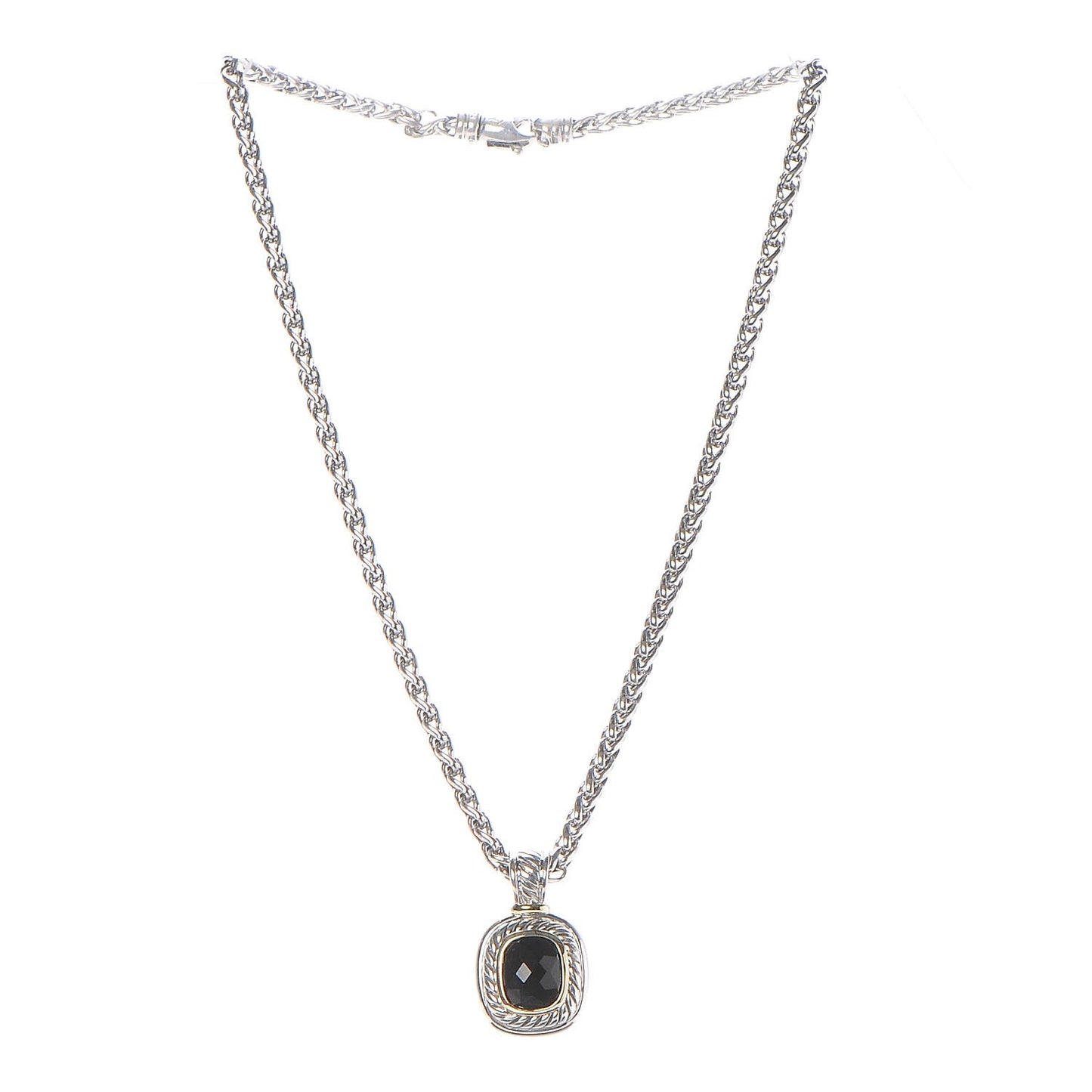 Sterling Silver 14K Yellow Gold Black Onyx Albion Pendant Necklace