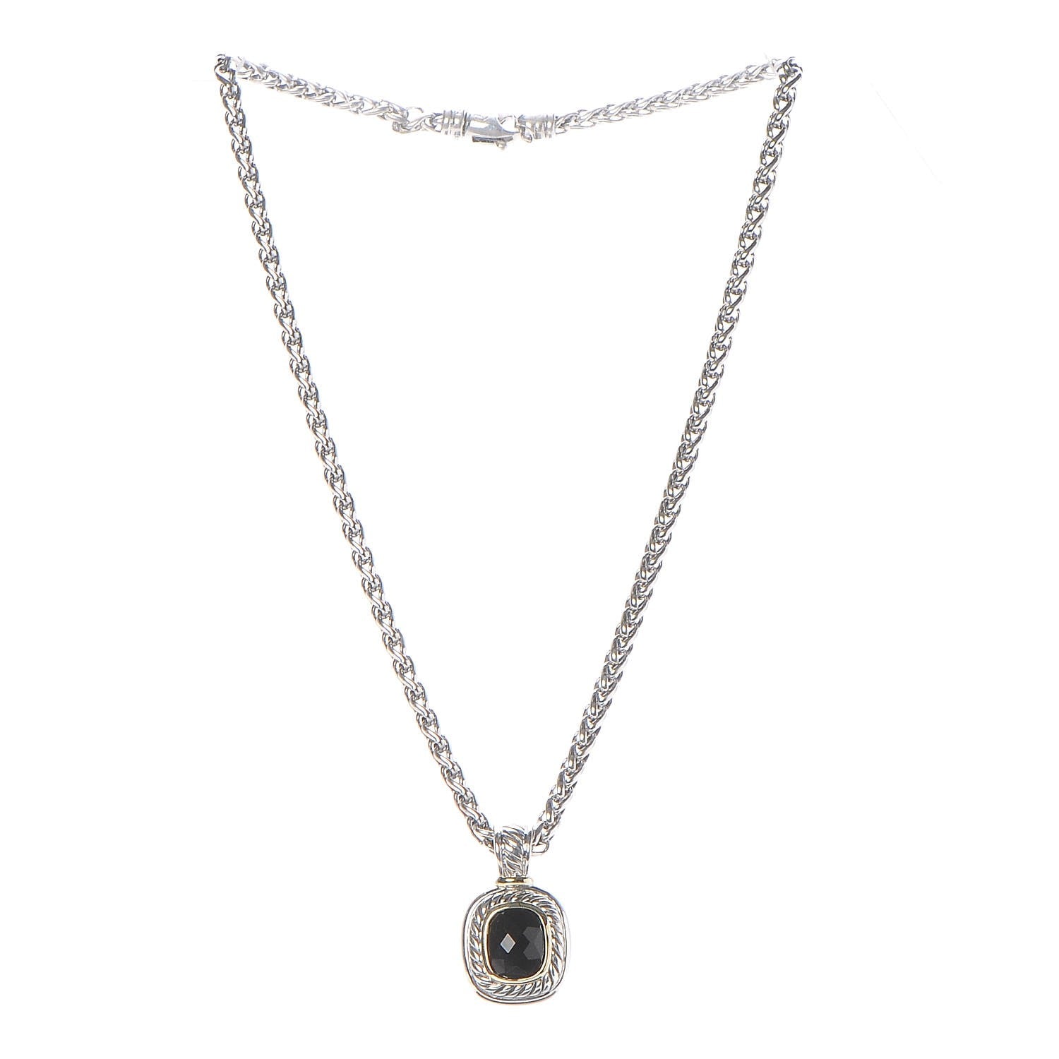 David Yurman Sterling Silver 14K Yellow Gold Black Onyx Albion Pendant Necklace 3 of 11