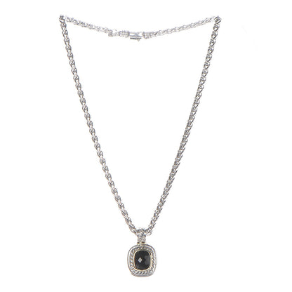 David Yurman Sterling Silver 14K Yellow Gold Black Onyx Albion Pendant Necklace 3 of 11