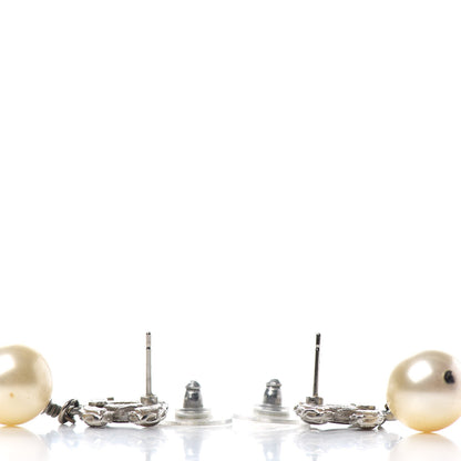 Chanel Pearl Enamel CC Drop Earrings Brown Gold 3 of 4