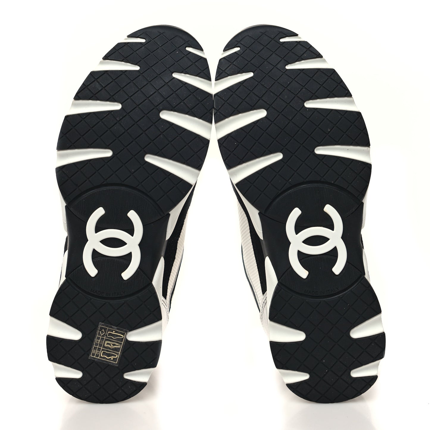 Mesh Suede Calfskin Grained Calfskin Womens CC Sneakers 38 Black White
