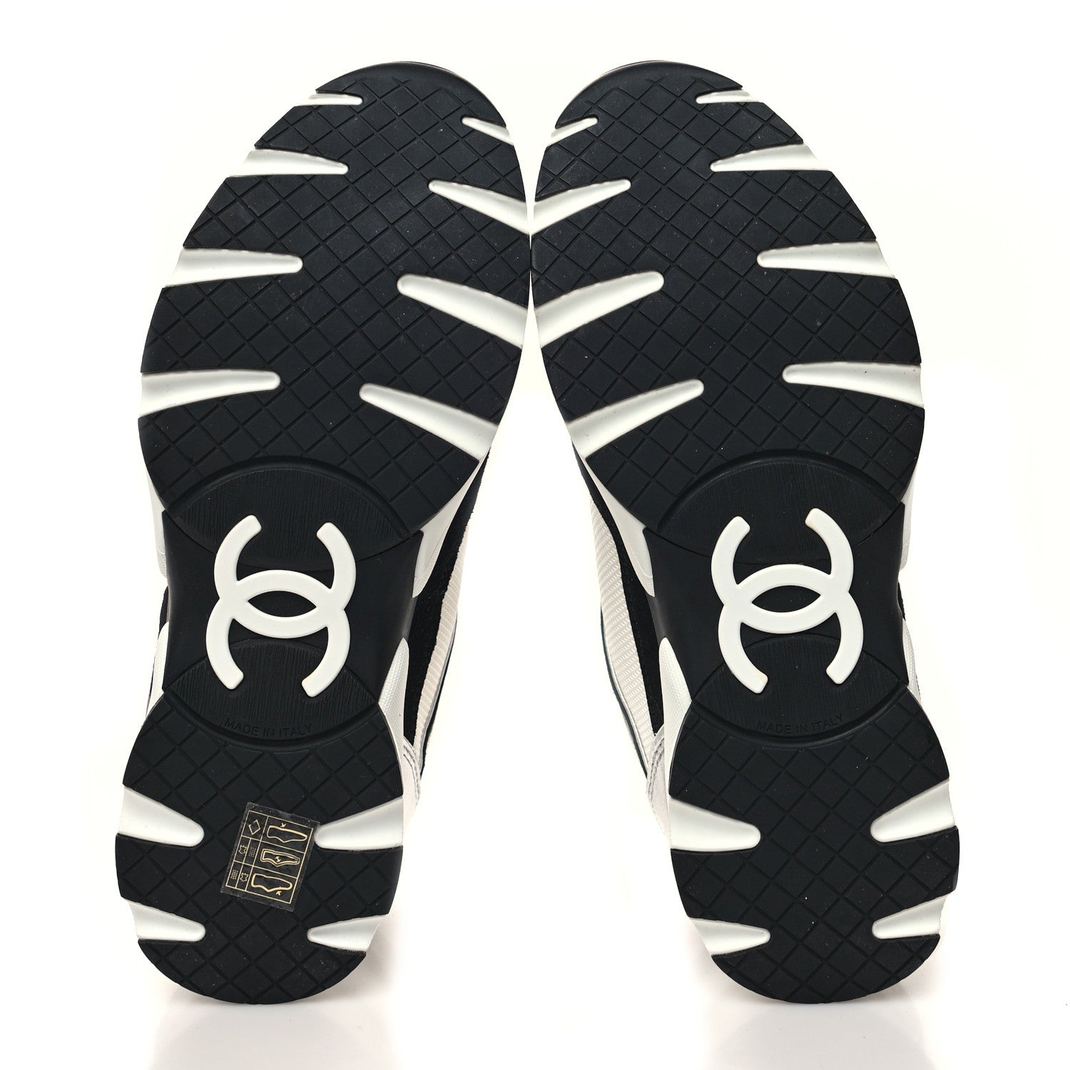 Chanel Mesh Suede Calfskin Grained Calfskin Womens CC Sneakers 38 Black White 4 of 8