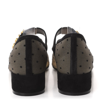 Christian Dior Mesh Plumetis Suede Baby-D Ballet Pumps 39 Black 4 of 8