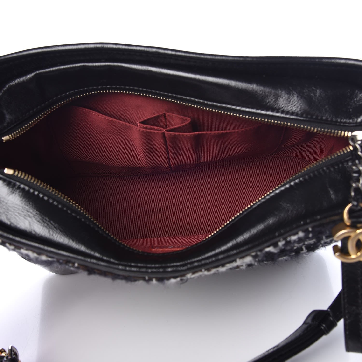 Chanel Tweed Calfskin Quilted Medium Gabrielle Hobo Black White 6 of 8