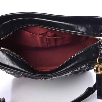 Chanel Tweed Calfskin Quilted Medium Gabrielle Hobo Black White 6 of 8