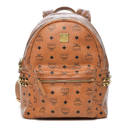 MCM Visetos Small Side Stud Stark Backpack Cognac 1 of 12