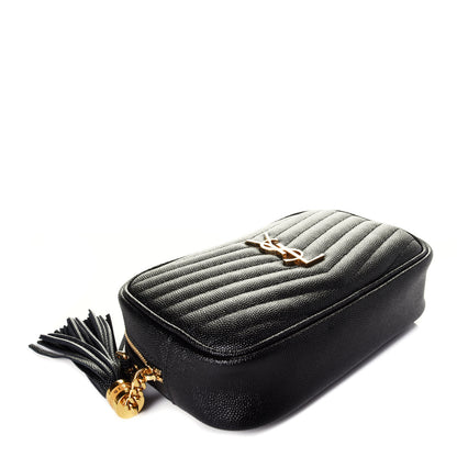 Saint Laurent Grain De Poudre Matelasse Monogram Mini Lou Camera Bag Black 4 of 9