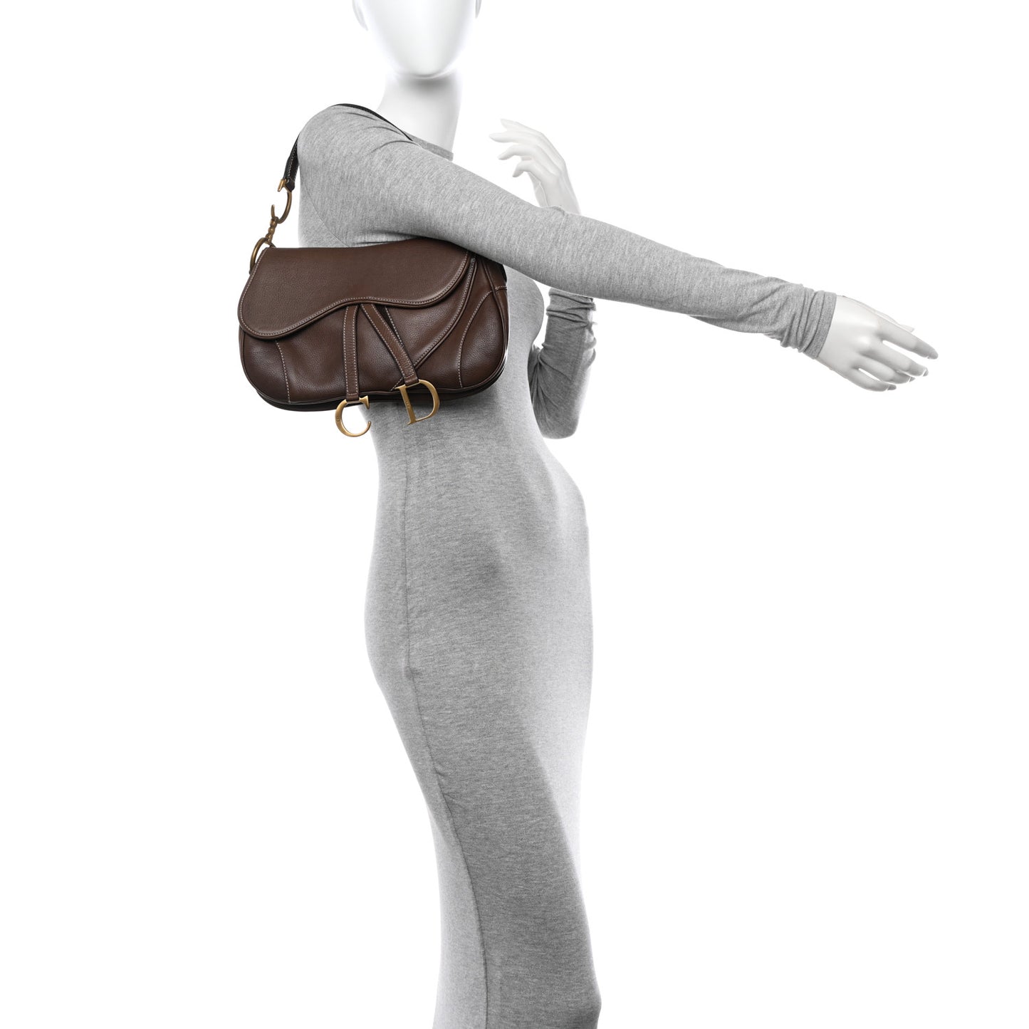 Calfskin Double Saddle Bag Brown