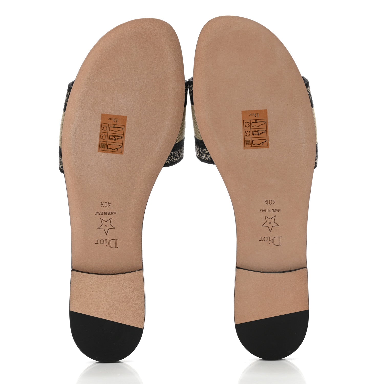 Christian Dior Canvas Mizza Embroidered Dway Mules Slide Sandals 40.5 Beige Multicolor 5 of 11