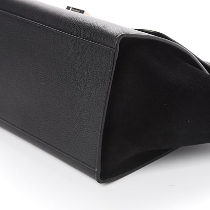 Celine Drummed Calfskin Suede Small Trapeze Black 6 of 7