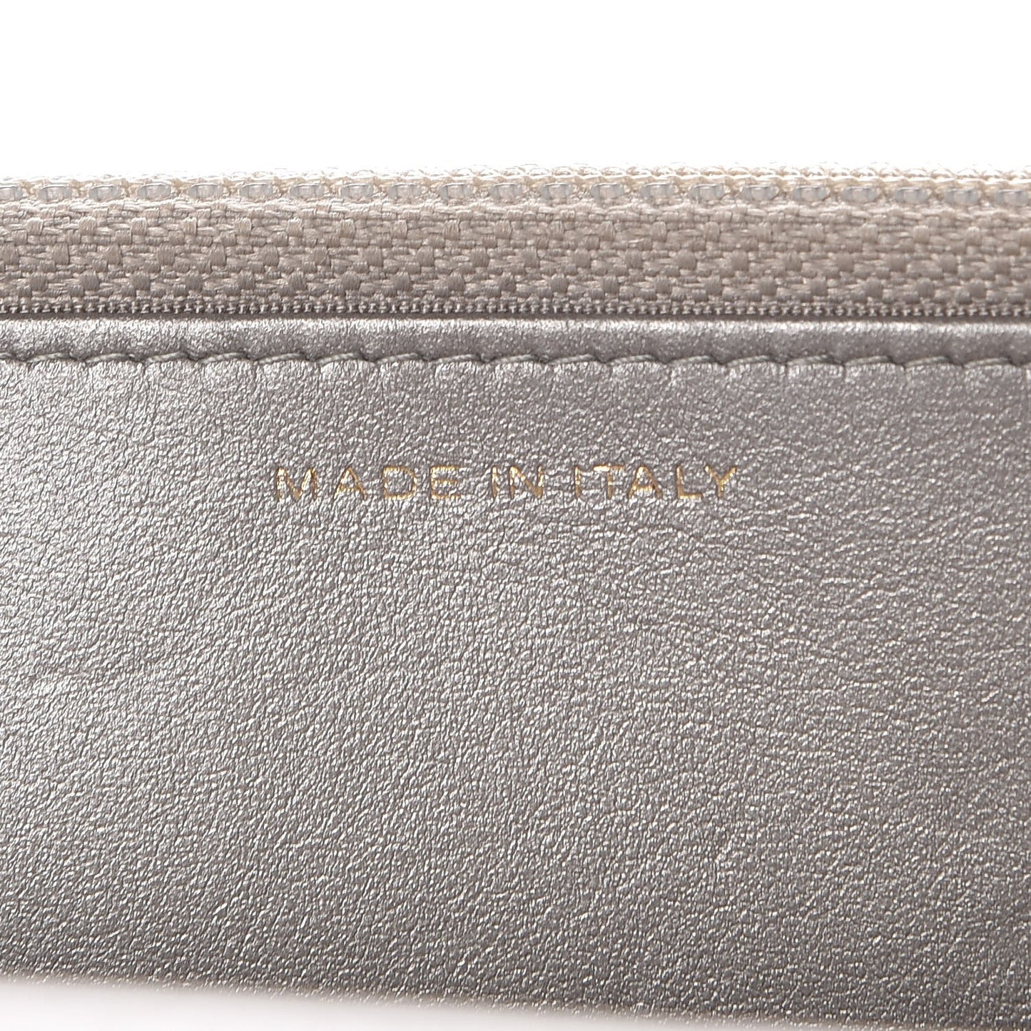 Cracked Metallic Calfskin Quilted Boy Wallet On Chain WOC Dark Silver