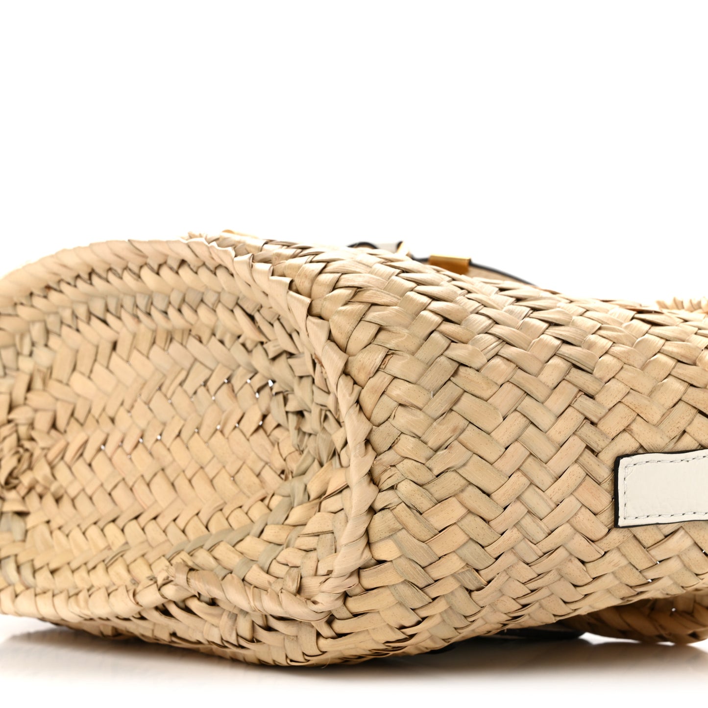 Raffia Calfskin Marcie Basket White