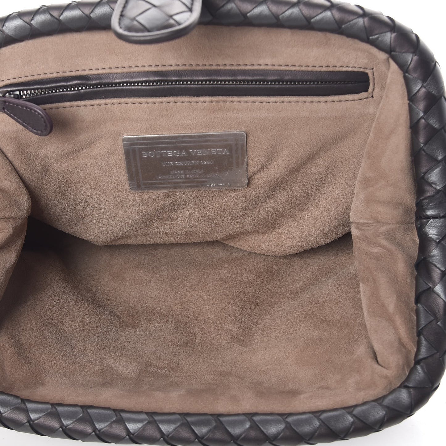 Metallic Nappa Intrecciato The Lauren 1980 Clutch Quetsche Antique Silver