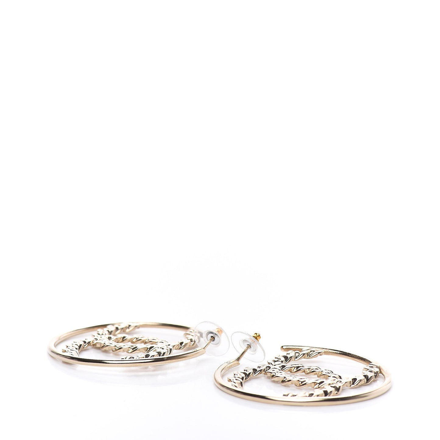 Crystal High Society CC Hoop Earrings Gold