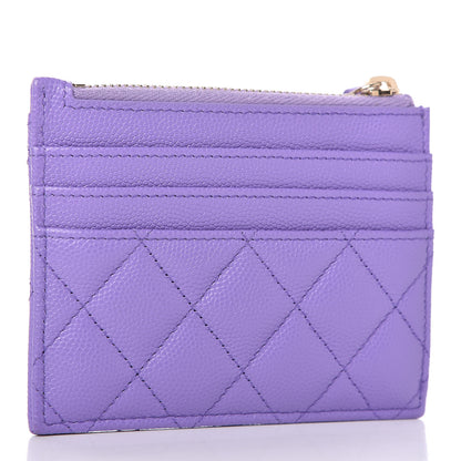 Chanel Caviar Quilted CC Zip Card Holder Purple 3 of 8