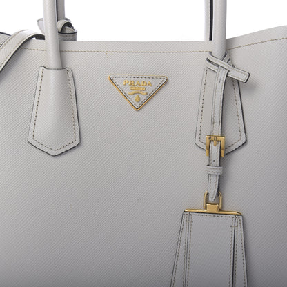 Prada Saffiano Cuir Medium Double Bag Talco Black 9 of 9