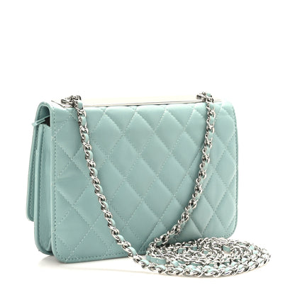 Chanel Lambskin Quilted Trendy CC Wallet On Chain WOC Light Blue 3 of 9