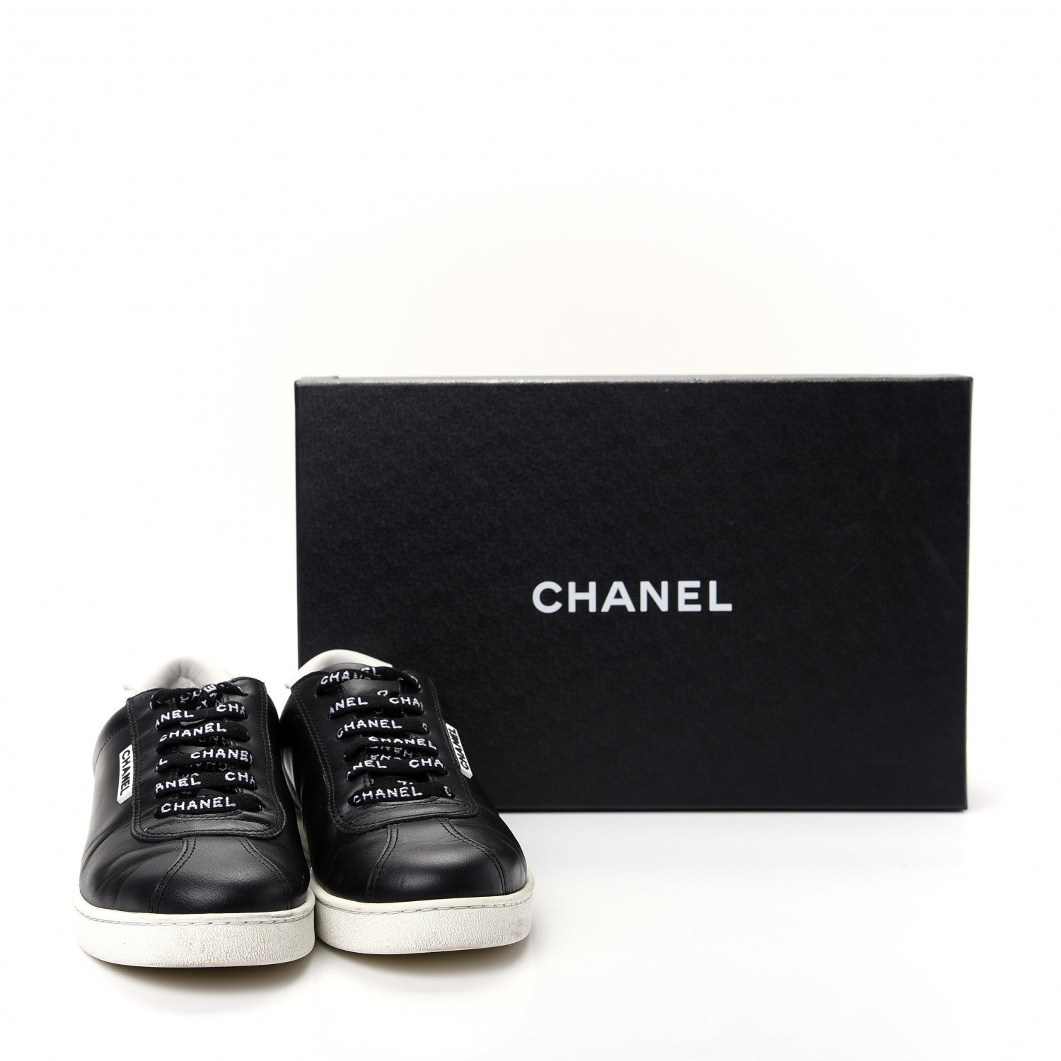 Chanel Calfskin CC Womens Sneakers 38.5 Black 11 of 11