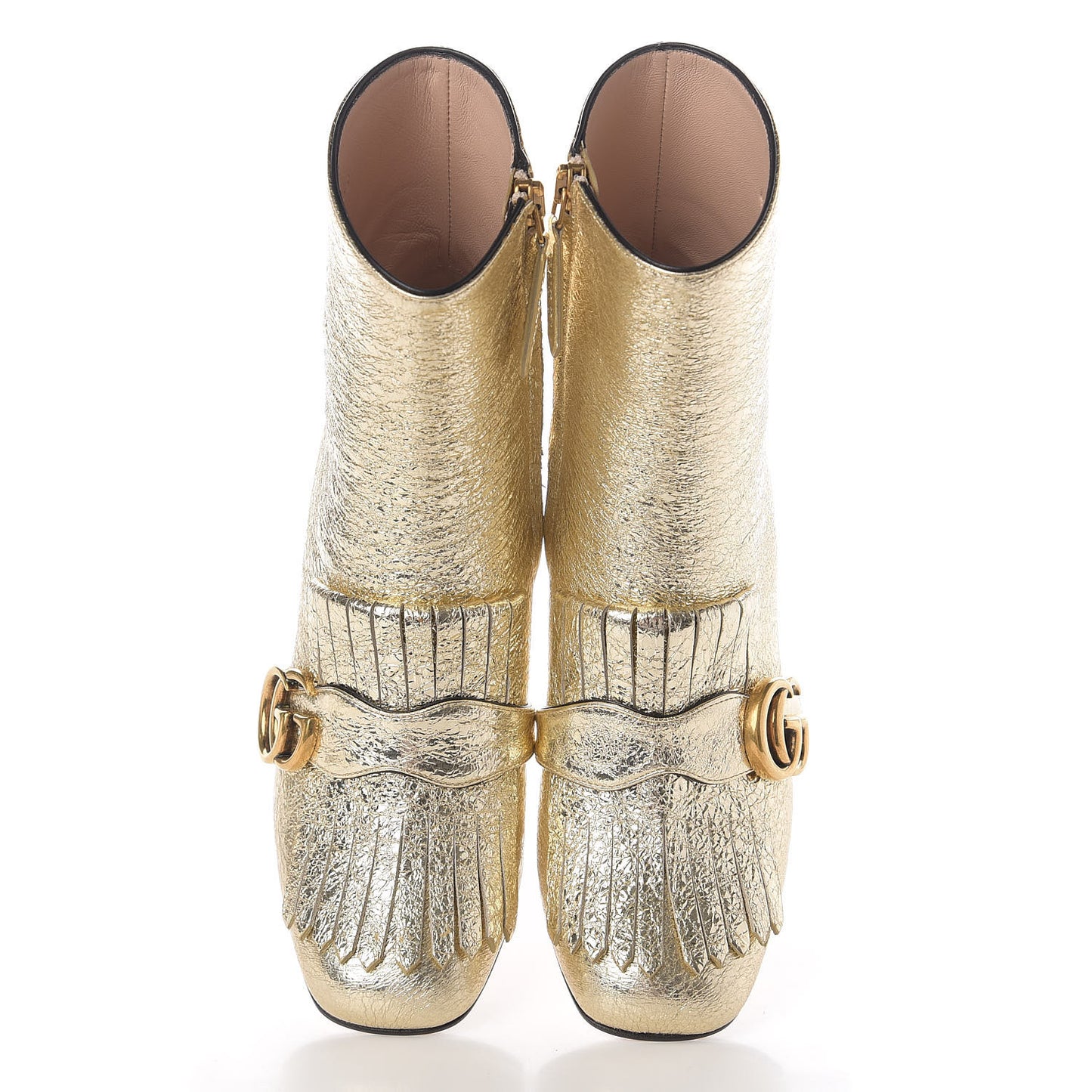 Galassia GG Marmont Fringe 75mm Ankle Boots 35 Platino