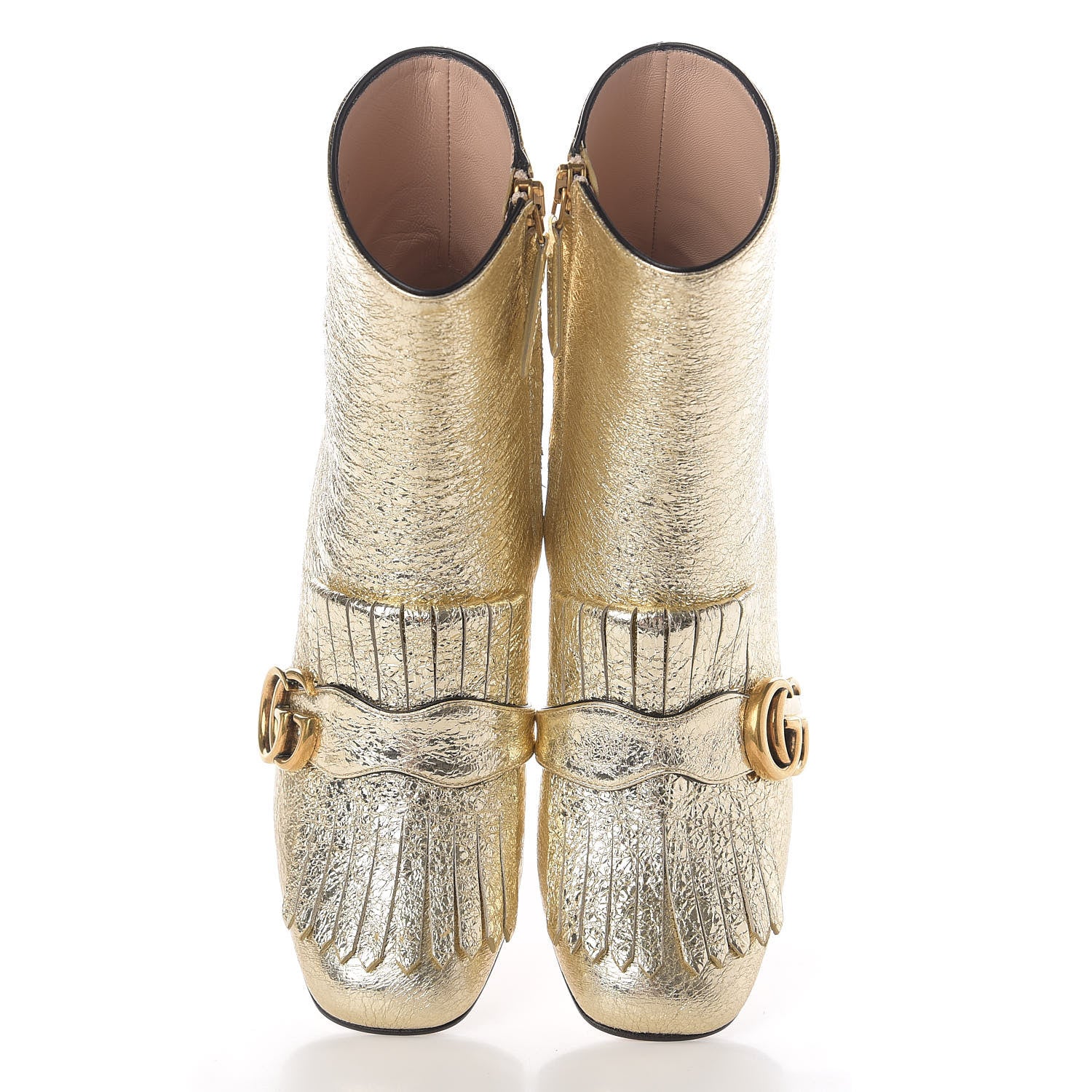 Gucci Galassia GG Marmont Fringe 75mm Ankle Boots 35 Platino 5 of 13