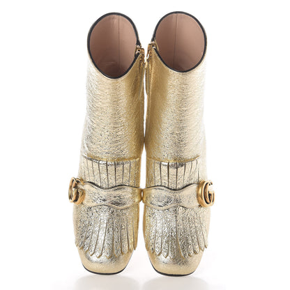 Gucci Galassia GG Marmont Fringe 75mm Ankle Boots 35 Platino 5 of 13