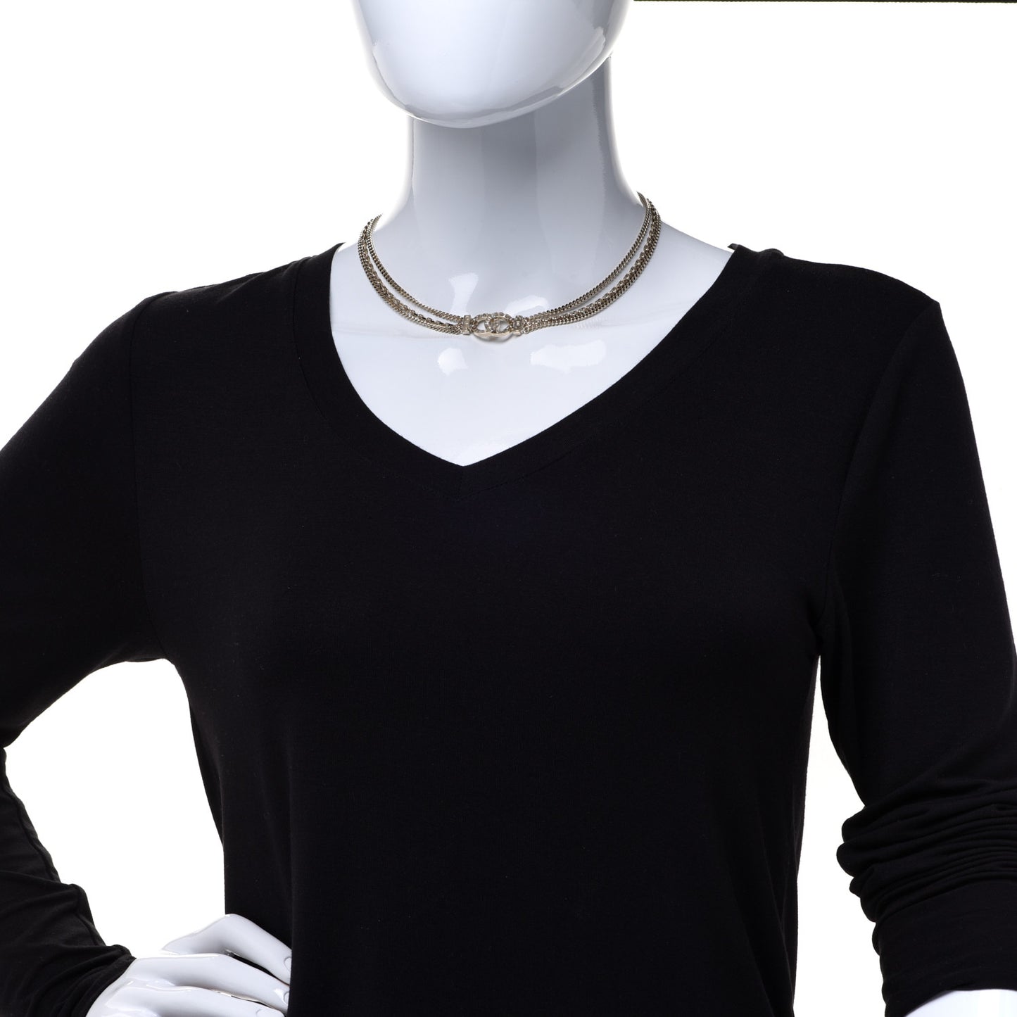 Crystal Chain Short Necklace Gold