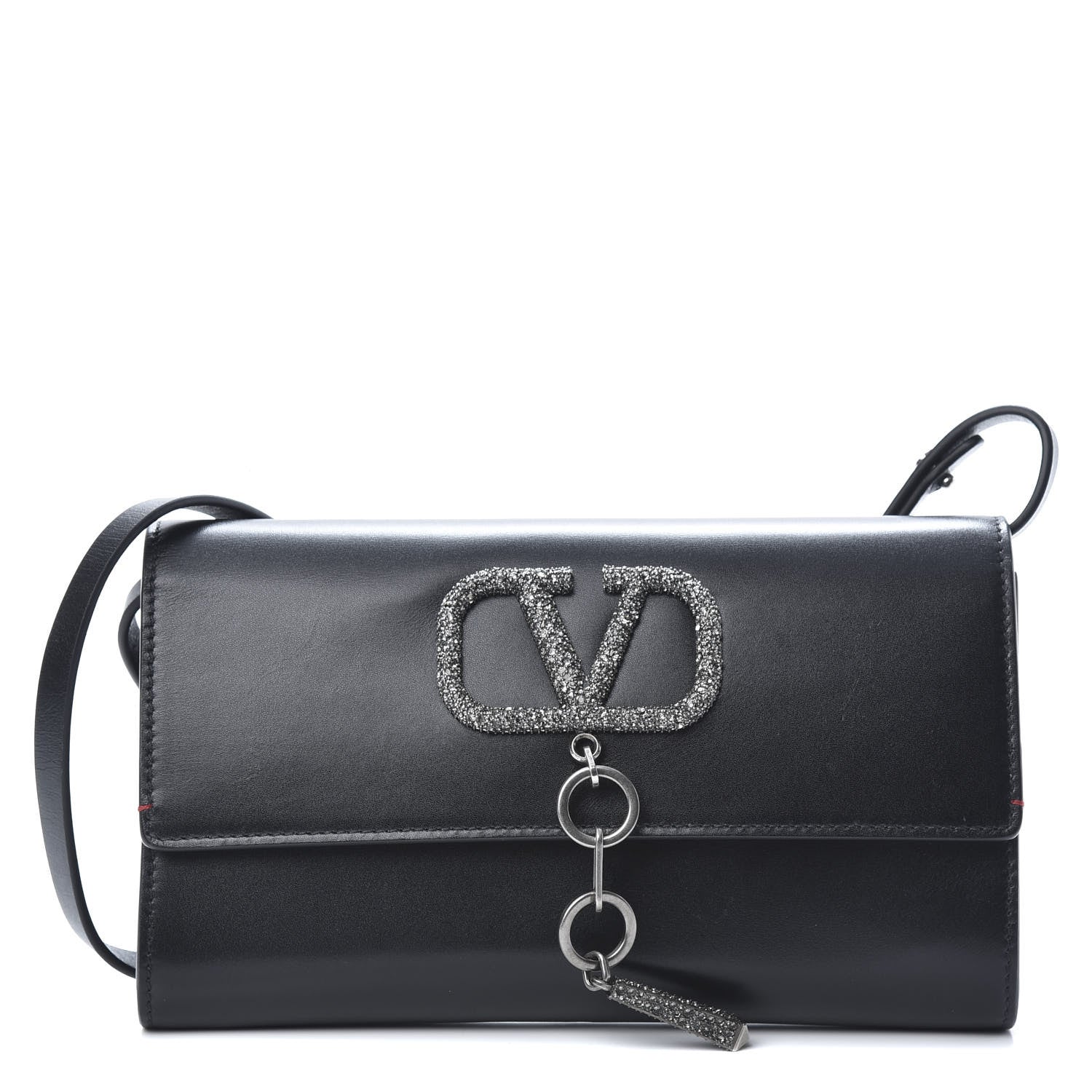 Valentino Garavani Calfskin VCase Chain Wallet Black 1 of 12