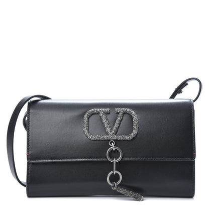 Valentino Garavani Calfskin VCase Chain Wallet Black 1 of 12