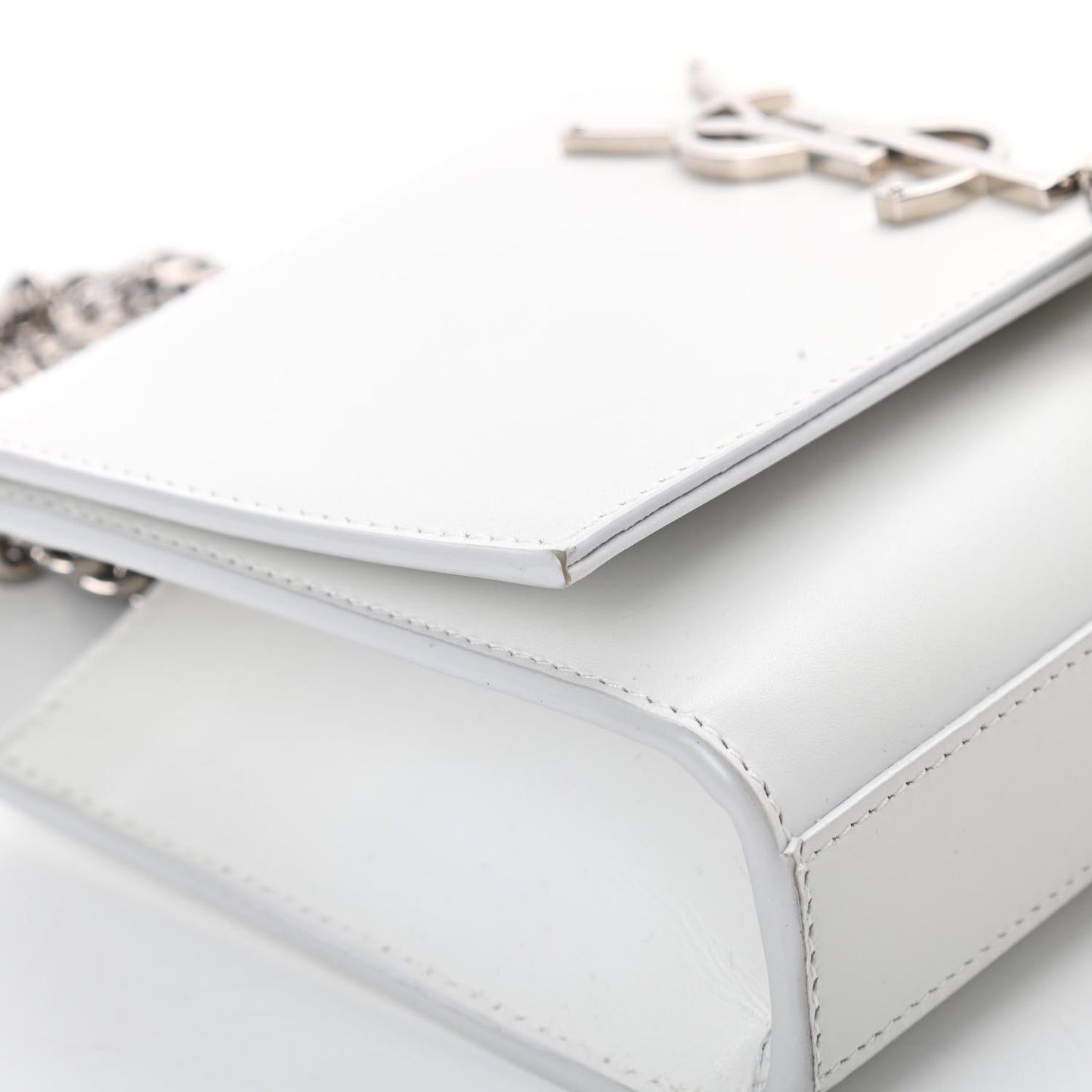 Smooth Calfskin Small Classic Monogram Kate Tassel Satchel Optical White