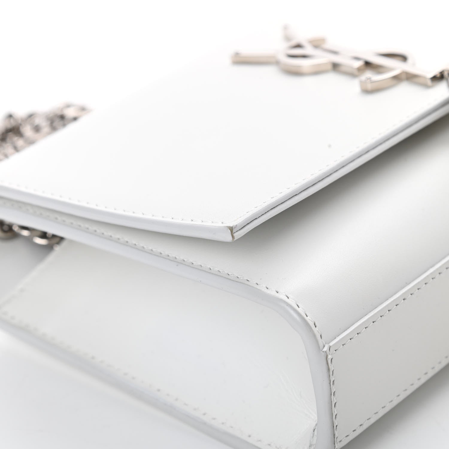 Saint Laurent Smooth Calfskin Small Classic Monogram Kate Tassel Satchel Optical White 12 of 16