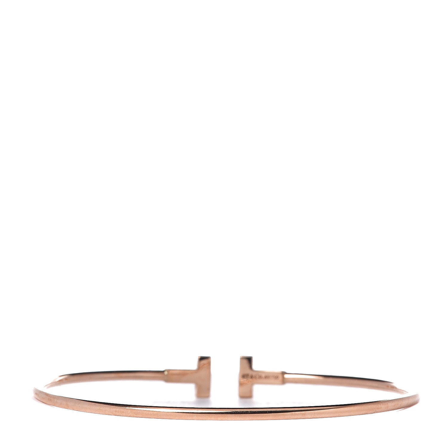 Tiffany 18K Rose Gold Narrow T Wire Bracelet 3 of 5