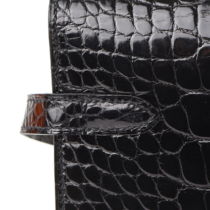 Hermes Shiny Alligator Kelly Longue Wallet Black 19 of 21