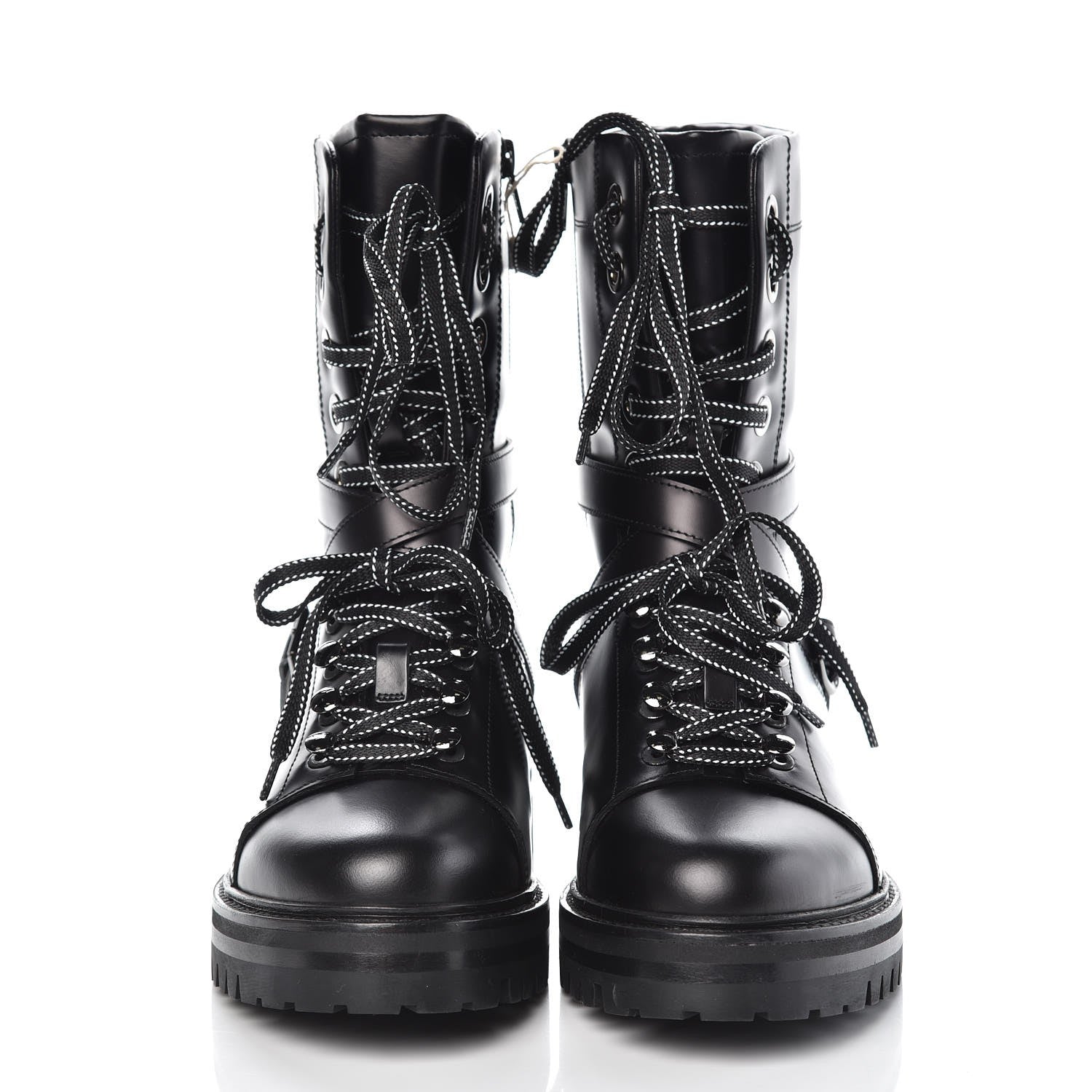 Valentino Garavani Smooth Calfskin Rockstud Buckled 25mm Combat Boots 38 Black 2 of 7