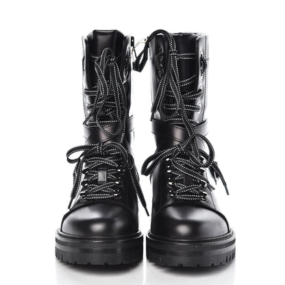 Valentino Garavani Smooth Calfskin Rockstud Buckled 25mm Combat Boots 38 Black 2 of 7