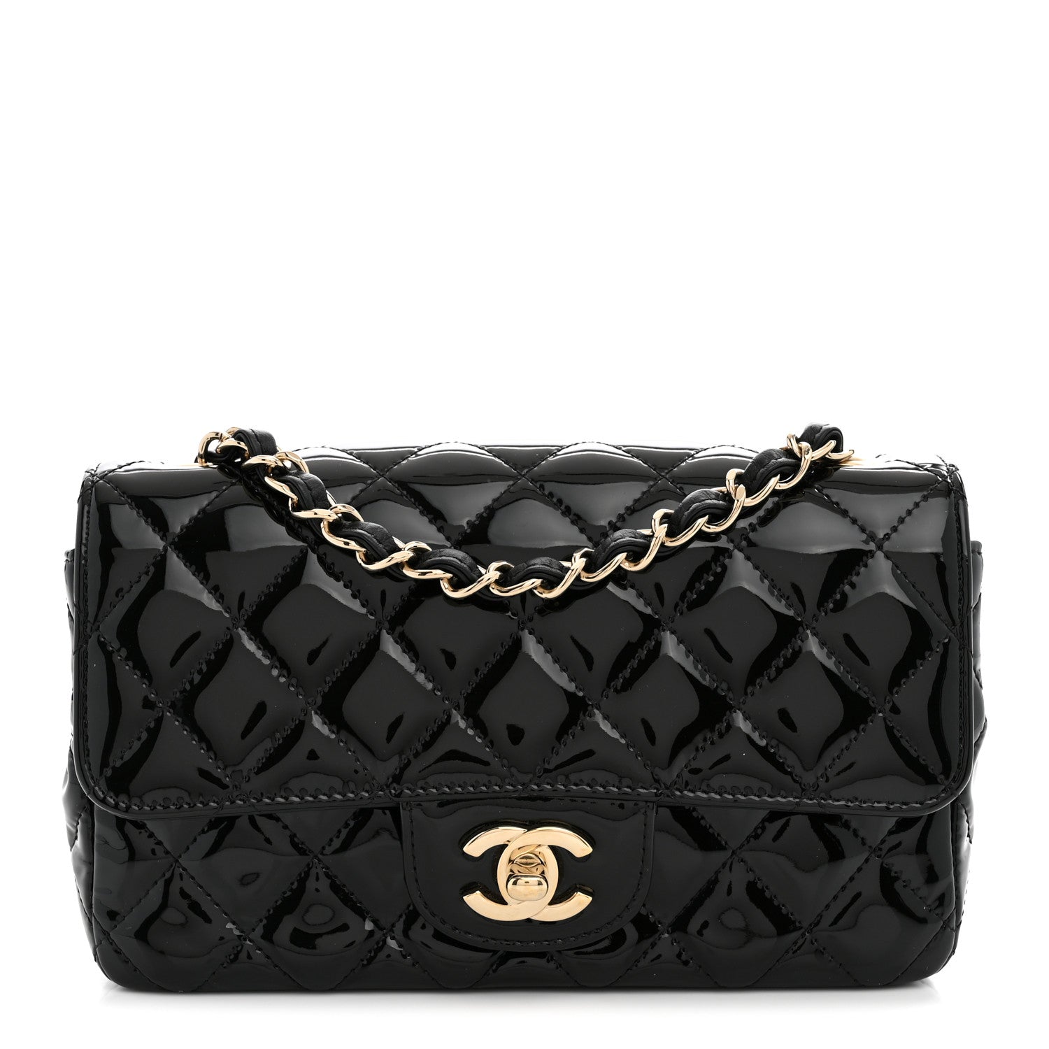 Chanel Patent Calfskin Quilted Mini Rectangular Flap Black 1 of 10