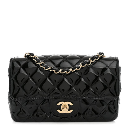 Chanel Patent Calfskin Quilted Mini Rectangular Flap Black 1 of 10