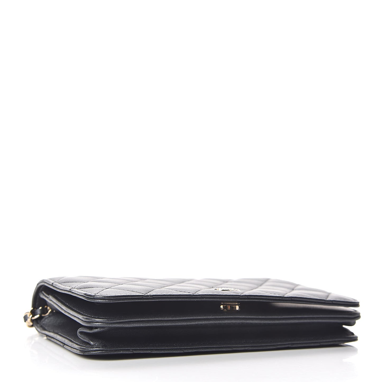Iridescent Lambskin Quilted Pearl Wallet On Chain WOC Black