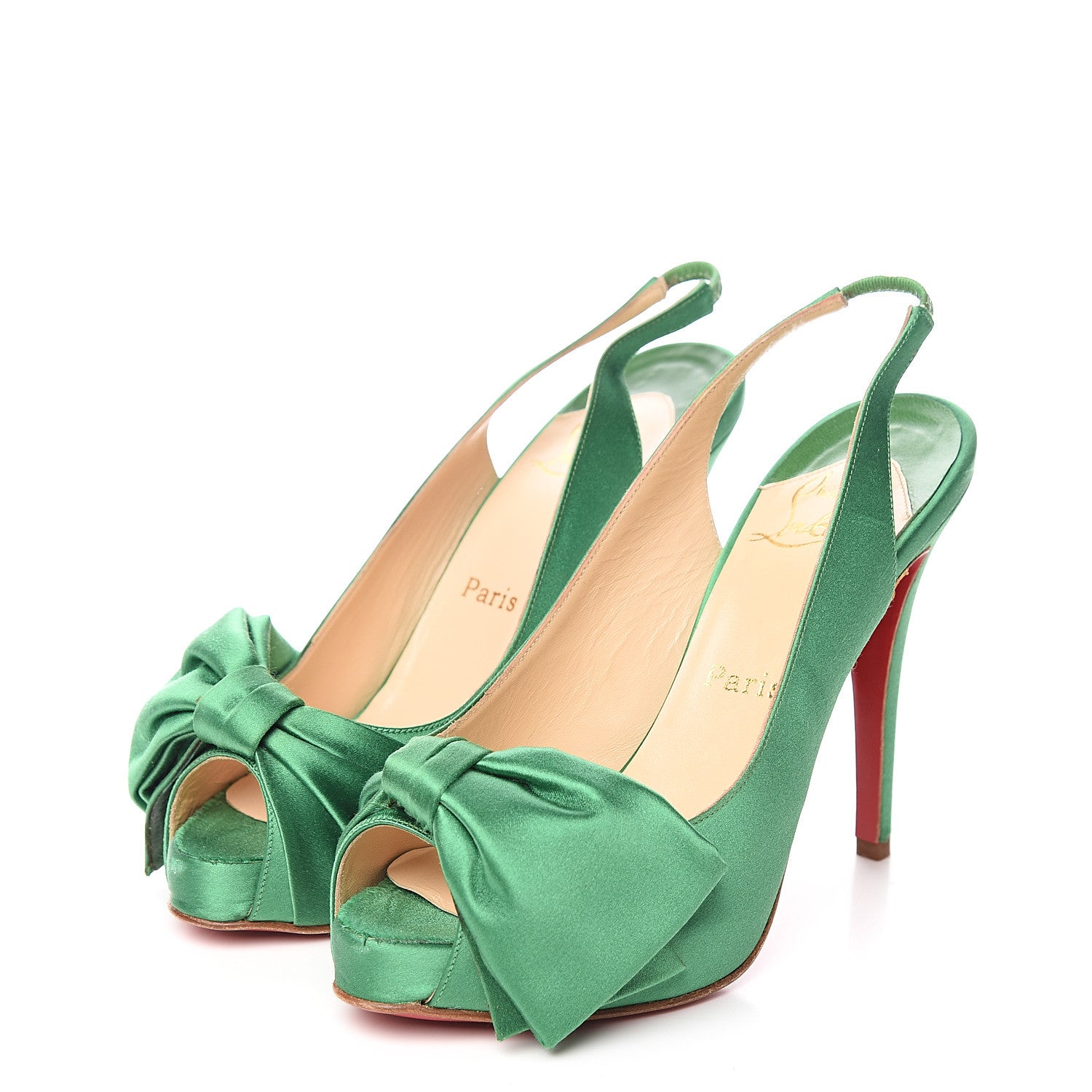 Christian Louboutin Satin Very Noeud 120 Pumps 38 Verde Imperiali 3 of 10